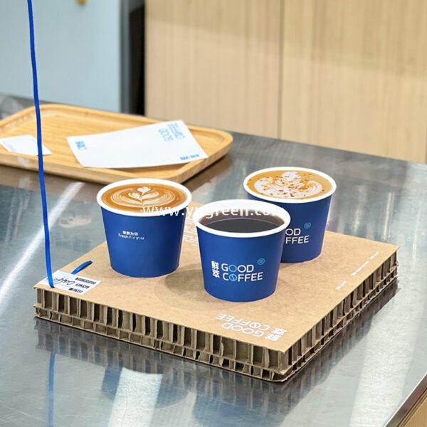 UV-Printed Hollow Paper Cup 9x6x8.5cm | Corrugated Cup Holder + Insulated Bag + PLA Straw