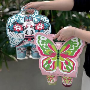Silver Card Embossed Paper Cup | Tearable 3D Semi-Cut Sleeve with Butterfly & Blue Kite Design | Double-Laminated Hot & Cold Cup