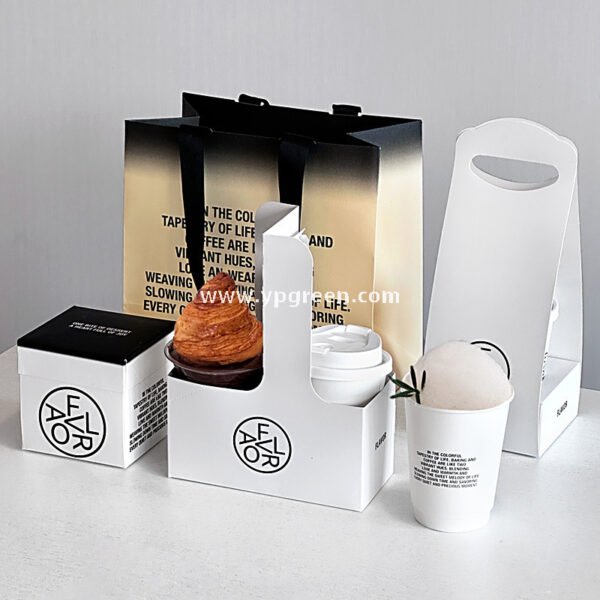 12oz Cold Foil Black Coffee Paper Cup | Corrugated Cup Sleeve | Single & Double Cup Carrier | Non-Woven Tote Bag