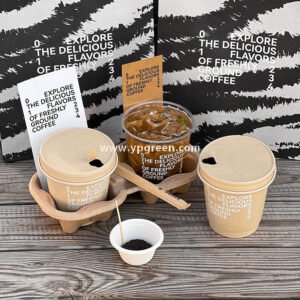 330ml Bamboo Pulp Hollow Paper Cup | Disposable Coffee Cup | Thickened Kraft Milk Tea Cup