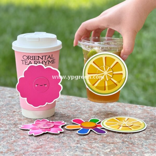Trendy Creative Pinwheel Cup Sleeve | Sunflower & Kite Rotating Cup Holder | Cute Design for Coffee, Milk Tea & Lemon Tea
