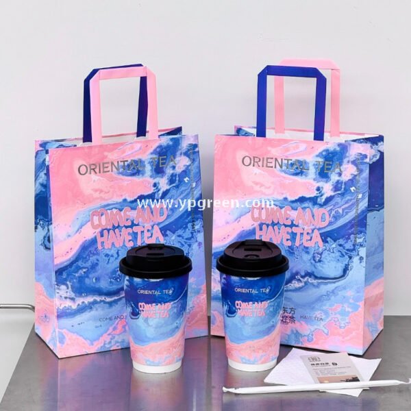 16oz Ocean Painting Style Embossed Hollow Coffee Paper Cups – 480ml Double Wall Milk Tea Cups Factory Wholesale