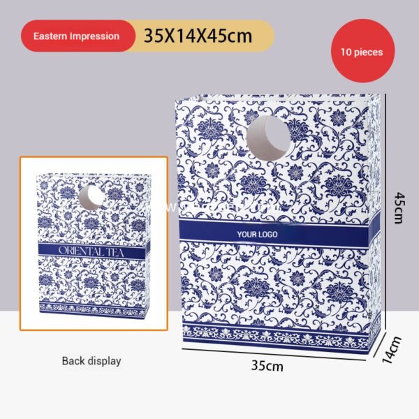 12oz/16oz/20oz Blue & White Porcelain Style Milk Tea Paper Cups with Insulated Non-Woven Aluminum Foil Bag