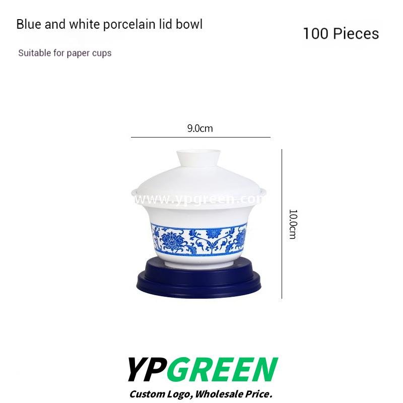 12oz/16oz/20oz Blue & White Porcelain Style Milk Tea Paper Cups with Insulated Non-Woven Aluminum Foil Bag