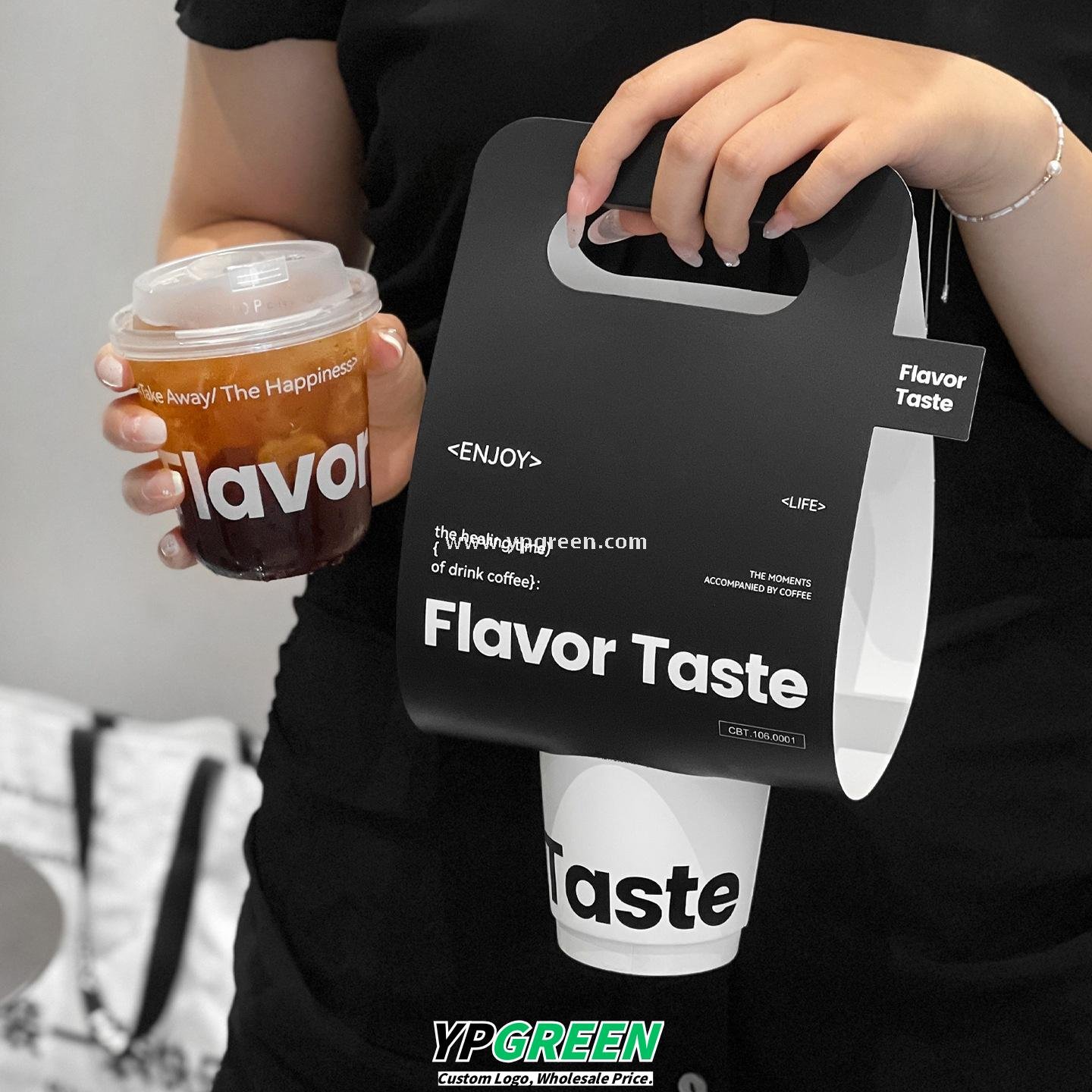 330ml Hot Cold Textured Paper Cup + PET U-Cup + Custom Woven Tote Bag for Coffee & Drinks