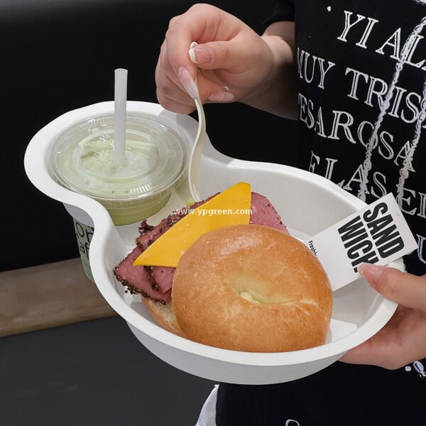 Eco Pulp Brunch Tray for Street Food Burger Coffee Drinks Takeaway Citywalk Lifestyle