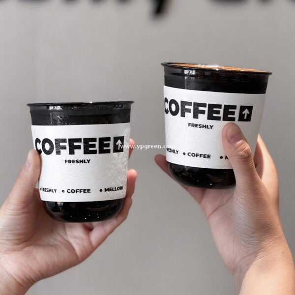 Disposable 400ml PET Cold Drink Cup + U-Shaped Lid + Foaming Lock Sleeve for Takeaway Factory