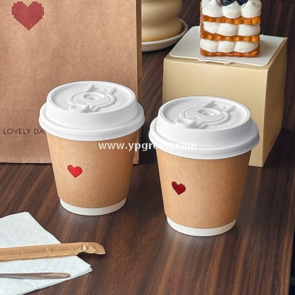 Eco Kraft Coffee Cup 280ml | Heart Gold Stamping Disposable Paper Cup Factory