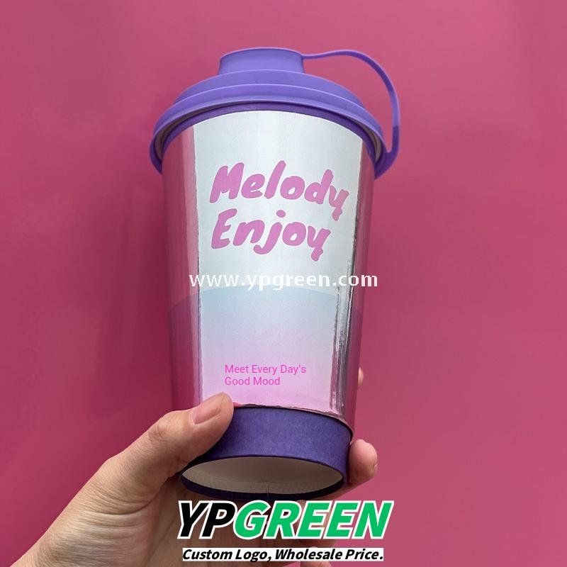 500ml 16oz Purple Silver Card Paper Cups – 9x6x13.3cm Disposable Coffee & Tea Cups Manufacturer