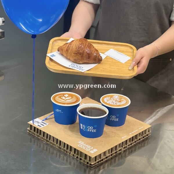 UV-Printed Hollow Paper Cup 9x6x8.5cm | Corrugated Cup Holder + Insulated Bag + PLA Straw