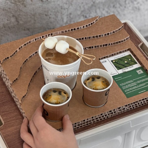 Trial Coffee Cup Stand & Cardboard Tray Combo | Exhibition & Sampling Cup Holder | Cat, Heart, Round, Square Designs