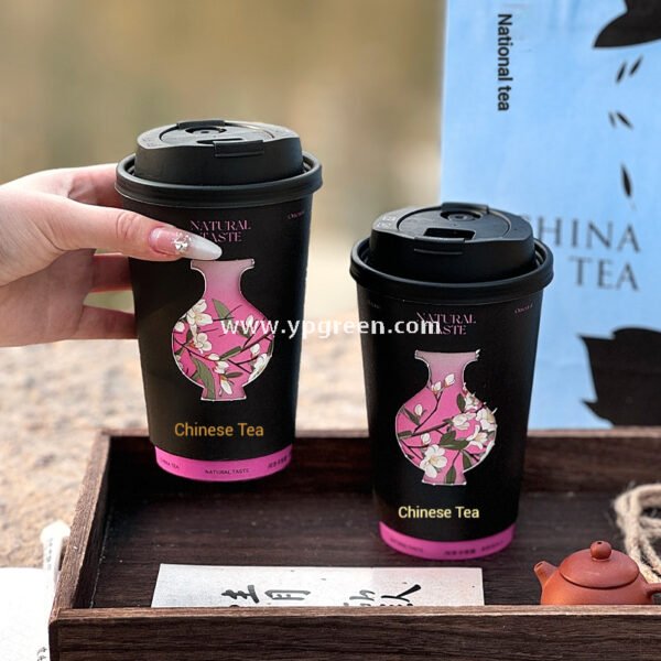 16oz 550ml Rotating Paper Cup | Hot Stamping & Hollow-Cut Coffee Cup | Premium Disposable Creative Cup with Custom Logo Printing