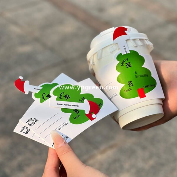 400ml 500ml White Hollow Coffee Cup with Customized Christmas Sleeves – 12oz 16oz Disposable Paper Cup Manufacturer