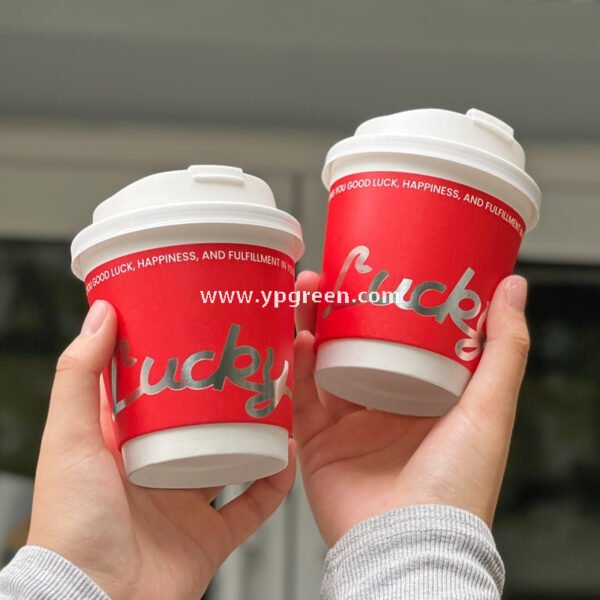 10oz Red Hot Stamping Silver Hollow Paper Cup | 330ml Disposable Coffee Cup | Double Wall Insulated Takeaway Cup