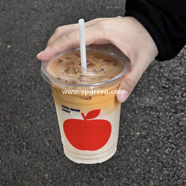 16oz Apple Pattern Clear Cup |  500ml Disposable Transparent Cup for Juice, Coffee, Milk Tea & Cold Drinks