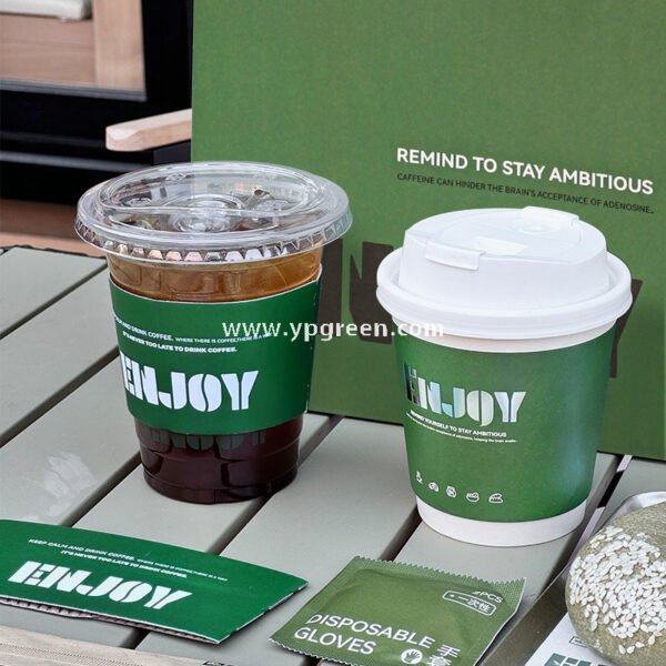 10oz 14oz Silver Foil Stamped Paper Cups 400ml Hot Stamping Disposable Milk Tea Coffee Cups with Lids Wholesale