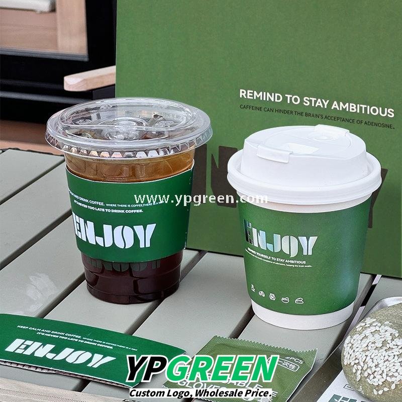 10oz 14oz Silver Foil Stamped Paper Cups 400ml Hot Stamping Disposable Milk Tea Coffee Cups with Lids Wholesale