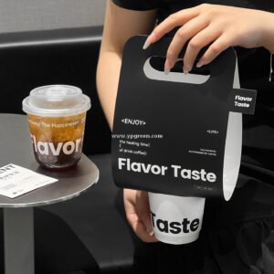 330ml Hot Cold Textured Paper Cup + PET U-Cup + Custom Woven Tote Bag for Coffee & Drinks