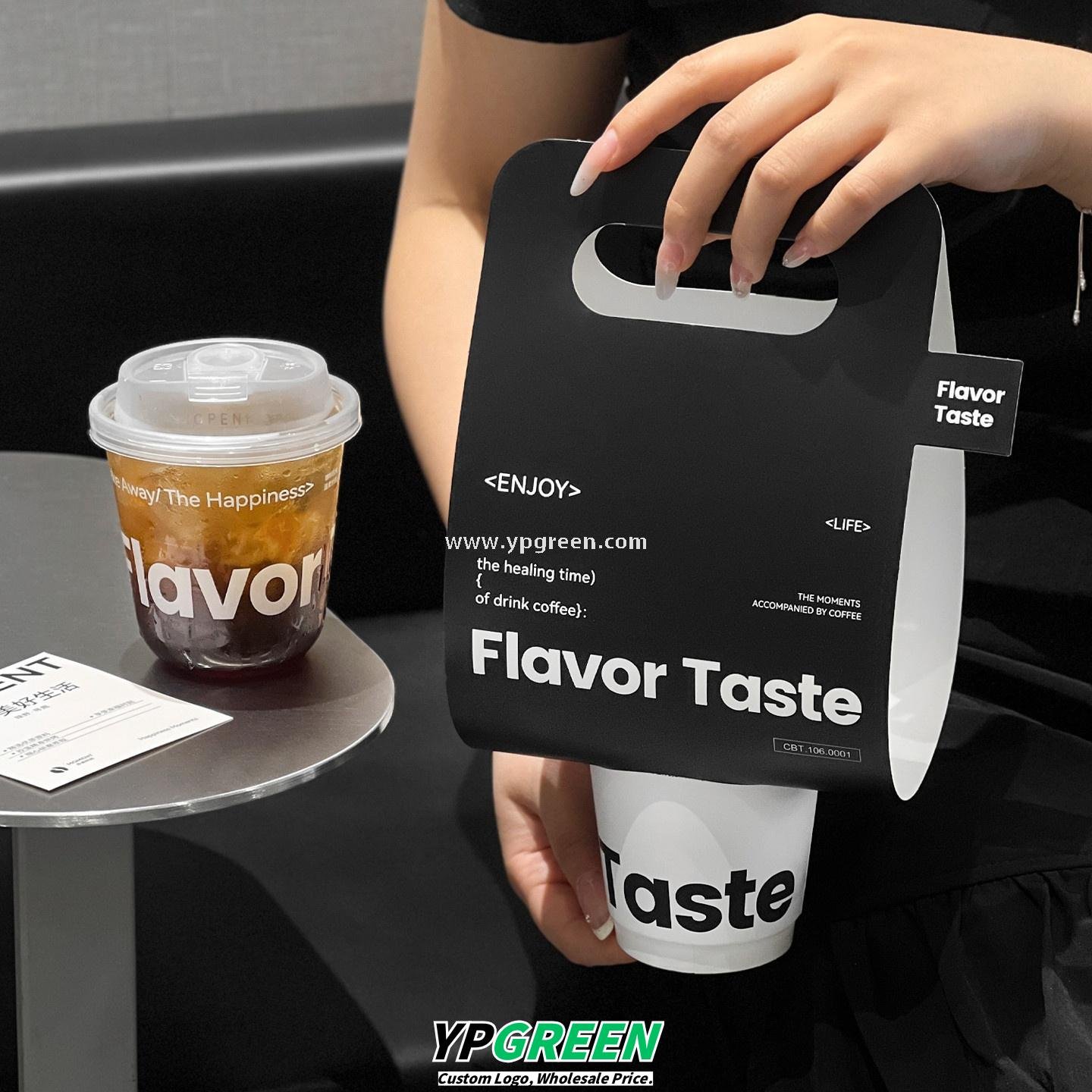 330ml Hot Cold Textured Paper Cup + PET U-Cup + Custom Woven Tote Bag for Coffee & Drinks