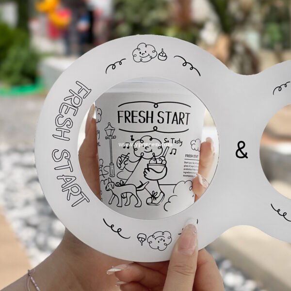 Dual Holder for Yogurt Coffee Packaging 12oz Paper Cup + Ice Cream Bowl Takeaway Set