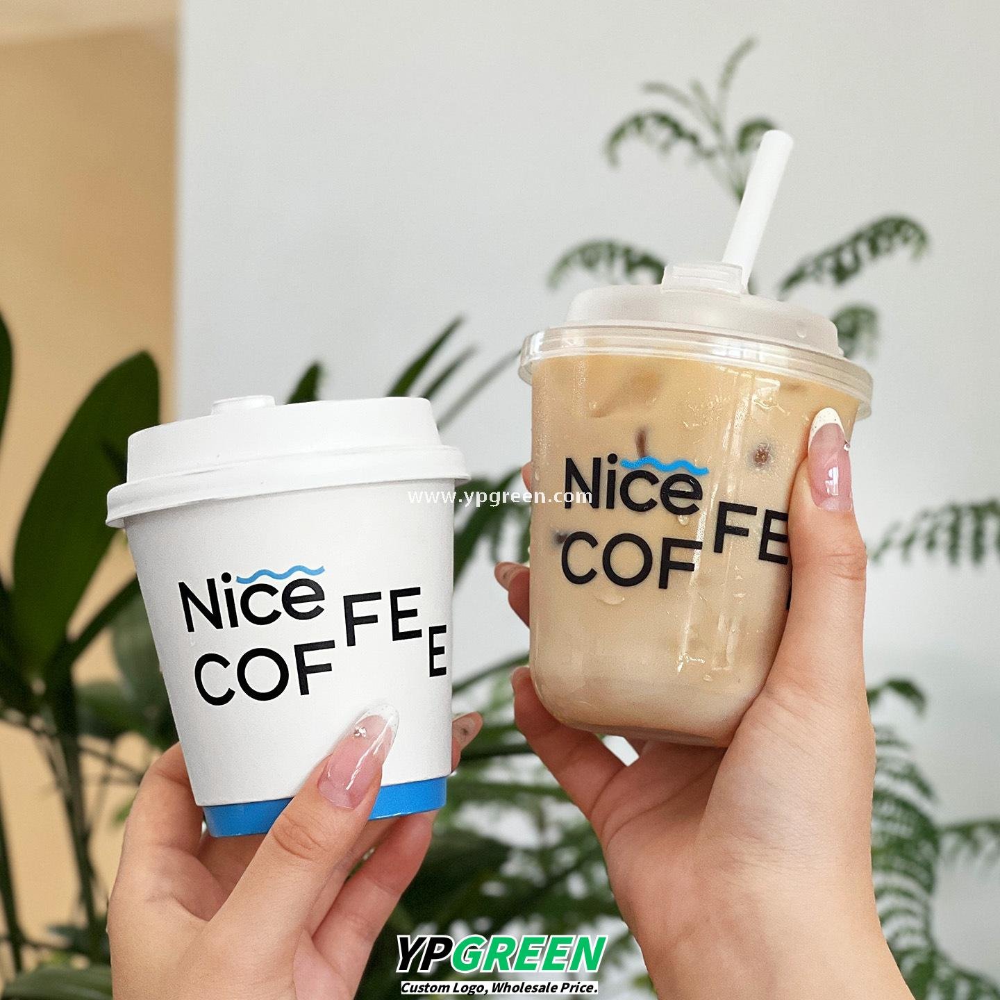 400ml 8oz Double-Laminated Coffee Paper Cup + Original DuPont Handbag + Kraft Paper Box + Laminated Triangle Bag