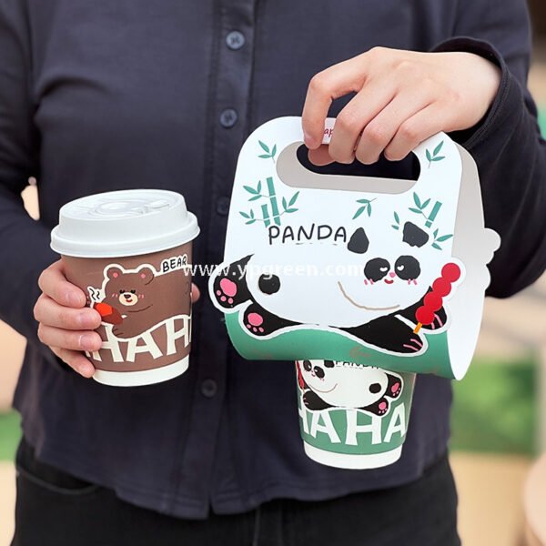330ml Panda & Bear Hollow Paper Cup | Cute Coffee & Milk Tea Packaging