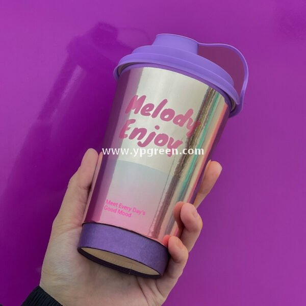 500ml 16oz Purple Silver Card Paper Cups – 9x6x13.3cm Disposable Coffee & Tea Cups Manufacturer
