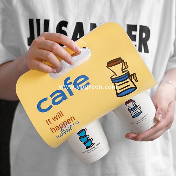 12oz PET Clear Cup + White Utensils Coffee Paper Cup | Flat Oil-Proof Back-Sealed Bag & Single/Double Cup Carrier