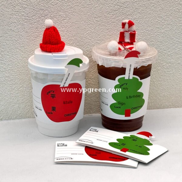 400ml 500ml White Hollow Coffee Cup with Customized Christmas Sleeves – 12oz 16oz Disposable Paper Cup Manufacturer