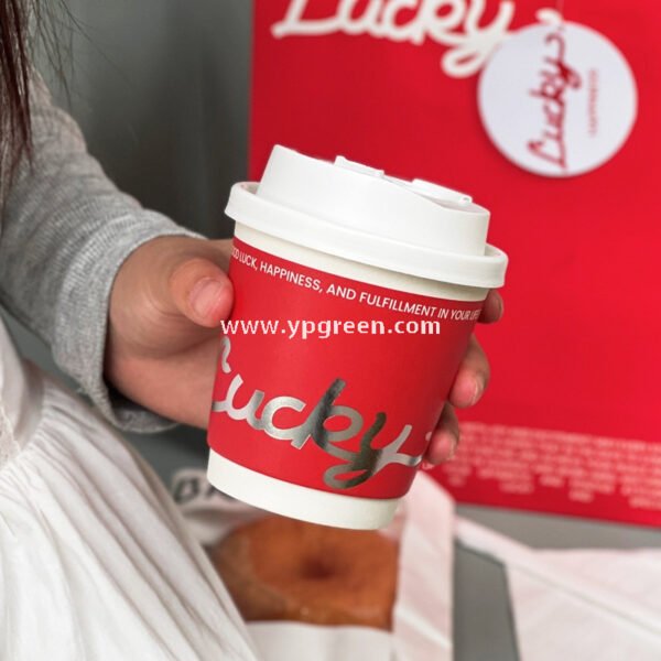10oz Red Hot Stamping Silver Hollow Paper Cup | 330ml Disposable Coffee Cup | Double Wall Insulated Takeaway Cup