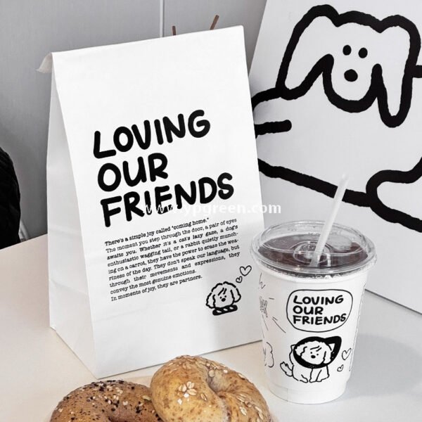 12oz 400ml Dog Pattern Double PE Coated Paper Cup | Hollow Insulated Coffee Cup | Cold & Hot Drink Disposable Cup