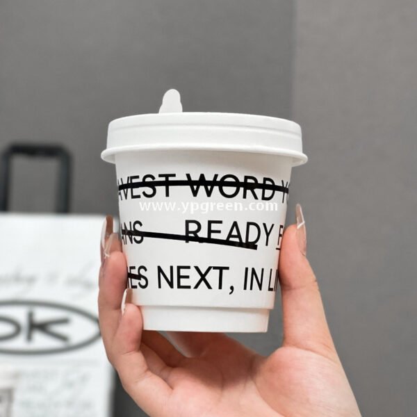 330ml 400ml Creative Typography Design Coffee Paper Cup | Double PE Hot & Cold Cup | Cold Foil Black Printing
