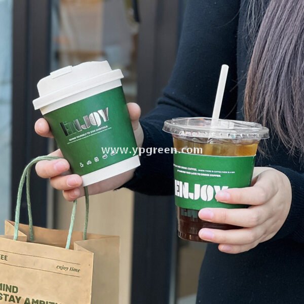 10oz 14oz Silver Foil Stamped Paper Cups 400ml Hot Stamping Disposable Milk Tea Coffee Cups with Lids Wholesale