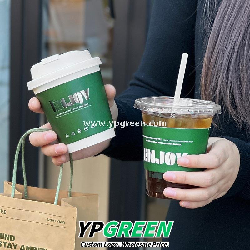 10oz 14oz Silver Foil Stamped Paper Cups 400ml Hot Stamping Disposable Milk Tea Coffee Cups with Lids Wholesale