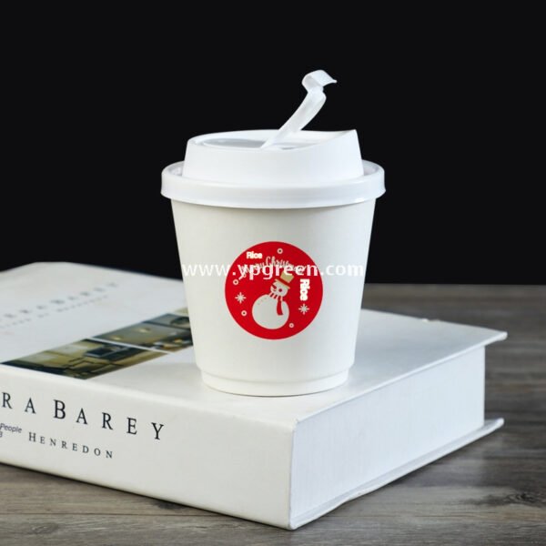 Thickened Hollow Double-Wall Paper Cup | Christmas Sticker Design | Inner Lamination Leak-Proof & Heat-Insulated Coffee Cup