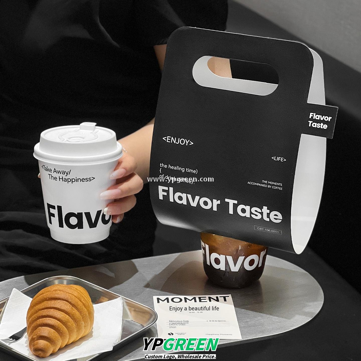 330ml Hot Cold Textured Paper Cup + PET U-Cup + Custom Woven Tote Bag for Coffee & Drinks