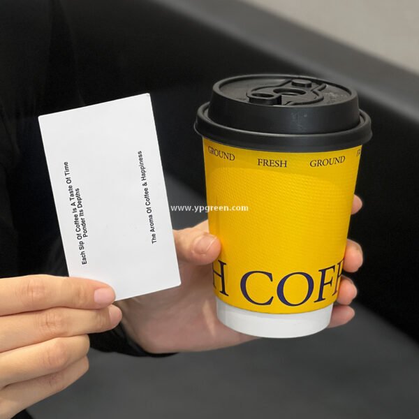12oz Yellow Embossed Hollow Paper Cup 400ml Double Wall Coffee Cup 9x6x11.2cm Supplier
