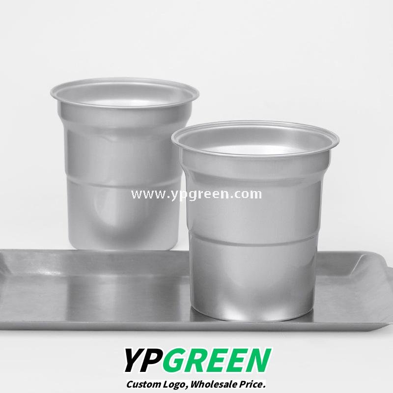280ml 500ml Silver Brushed Aluminum Coffee Cups – 98x103x72mm Food Grade Lined Hot & Cold Drink Cups Wholesale