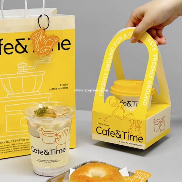 Hot & Cold Drink Cup Set | 330ml Yellow Tactile Paper Cup + 500ml PET Clear Cup