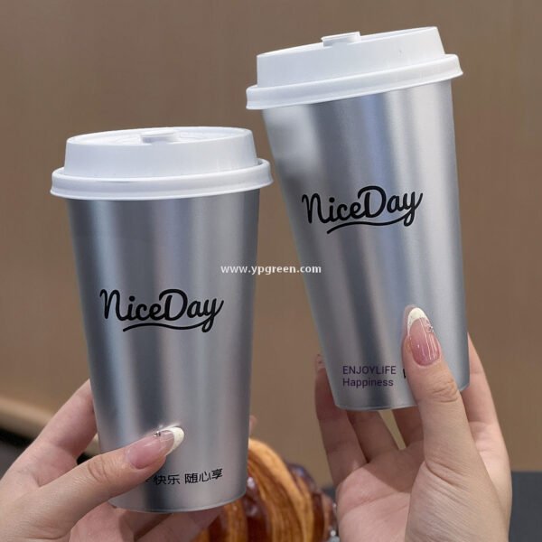 Silver Inner Film PP Injection Cup 500ml | Food-Grade 90mm Beverage Cup