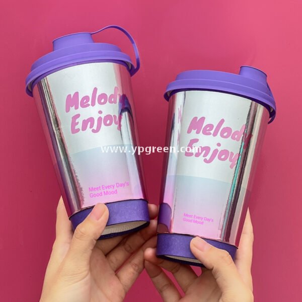 500ml 16oz Purple Silver Card Paper Cups – 9x6x13.3cm Disposable Coffee & Tea Cups Manufacturer