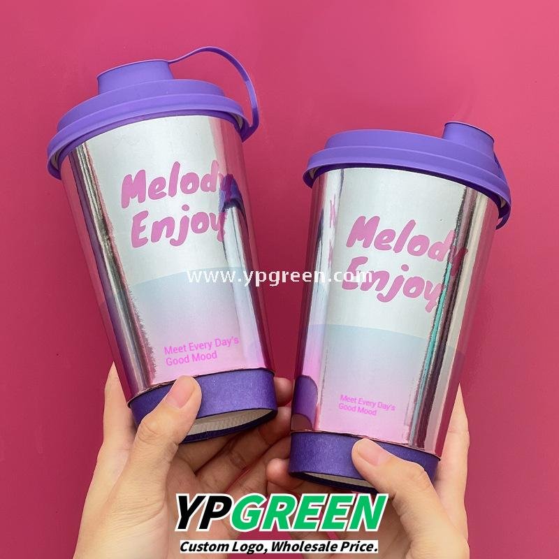 500ml 16oz Purple Silver Card Paper Cups – 9x6x13.3cm Disposable Coffee & Tea Cups Manufacturer