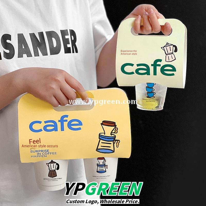 12oz PET Clear Cup + White Utensils Coffee Paper Cup | Flat Oil-Proof Back-Sealed Bag & Single/Double Cup Carrier