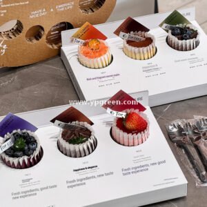 3-Pack Basque Cheesecake Cup Holder | Creative Dessert Paper Cup Tray for Cakes & Pastries