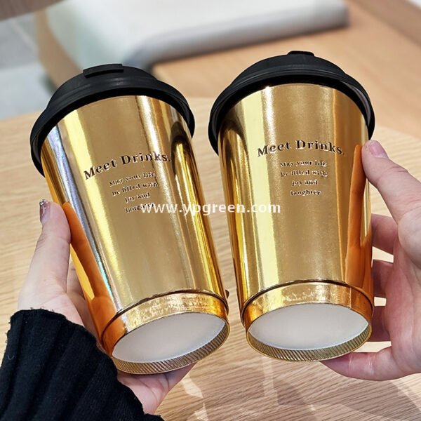 Black & Gold Hot Stamped Tea Cup | Double-Layer Cardboard Coffee Cup | Premium Disposable Packaging
