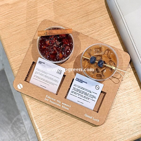 Square Coffee Combo Cup Tray | Honeycomb Corrugated Cardboard Cup Holder | Disposable Logo-Printed Beverage Carrier for Coffee & Milk Tea
