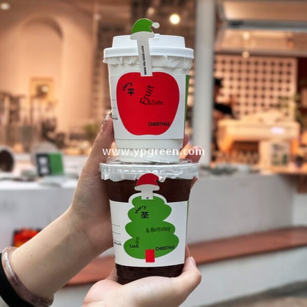 400ml 500ml White Hollow Coffee Cup with Customized Christmas Sleeves – 12oz 16oz Disposable Paper Cup Manufacturer
