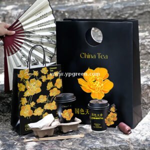 Disposable Tea Drink Paper Cup | Gold Stamping Chinese Style Design | Thickened Double-Laminated Hot & Cold Cup with Custom Logo Printing