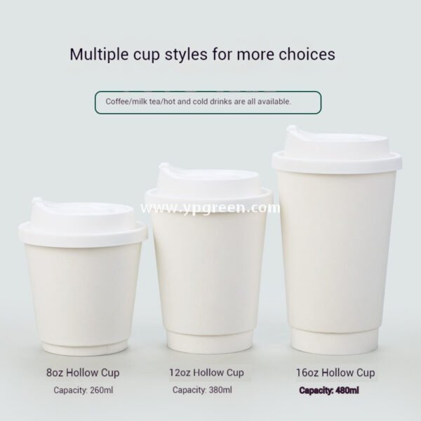 Thickened Hollow Double-Wall Paper Cup | Christmas Sticker Design | Inner Lamination Leak-Proof & Heat-Insulated Coffee Cup