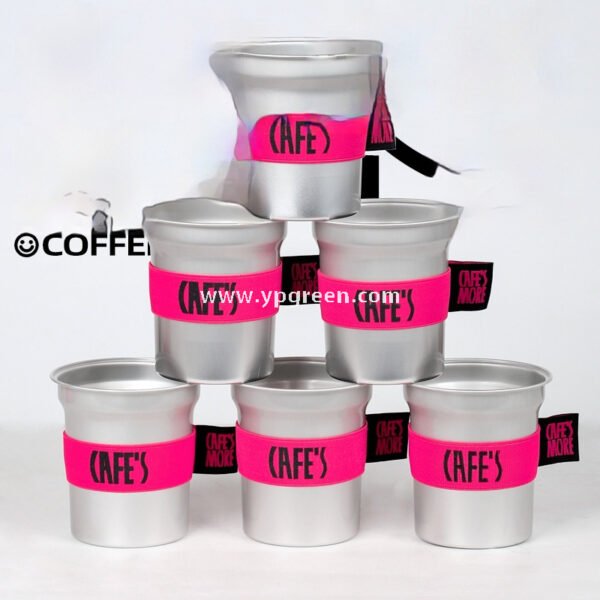 280ml 500ml Silver Brushed Aluminum Coffee Cups – 98x103x72mm Food Grade Lined Hot & Cold Drink Cups Wholesale
